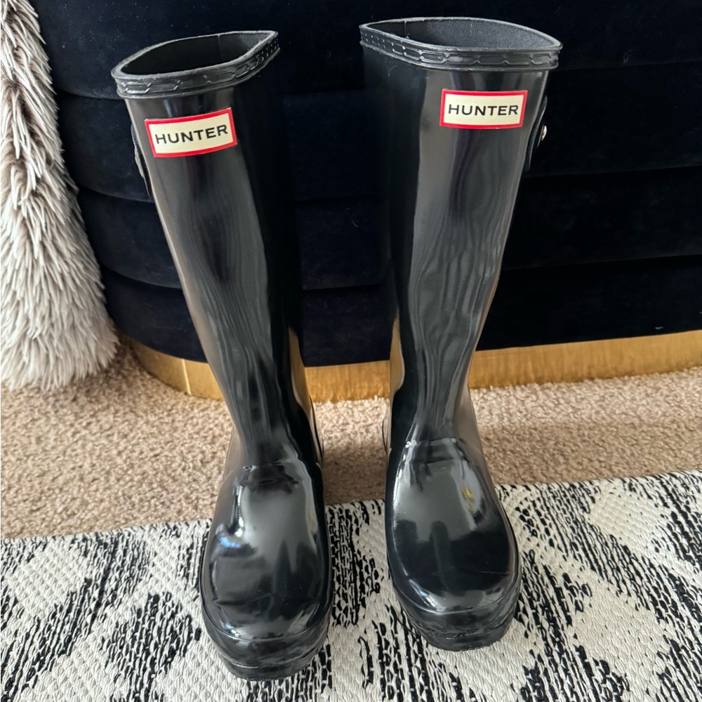 Hunter Kids Black Gloss Rain Boots